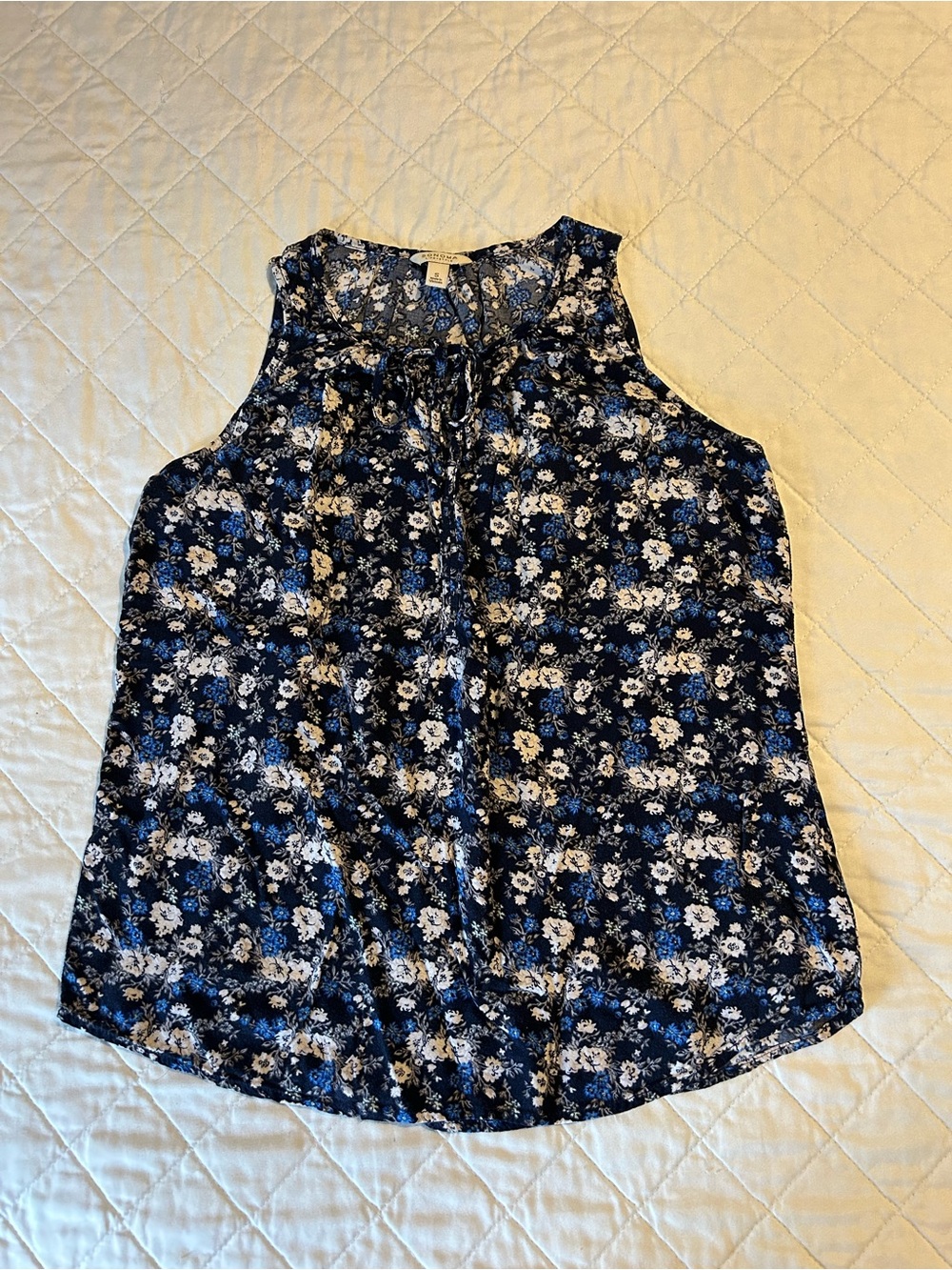 Women’s Navy Blue Floral Sleeveless Blouse